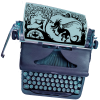 Typewriter author writing